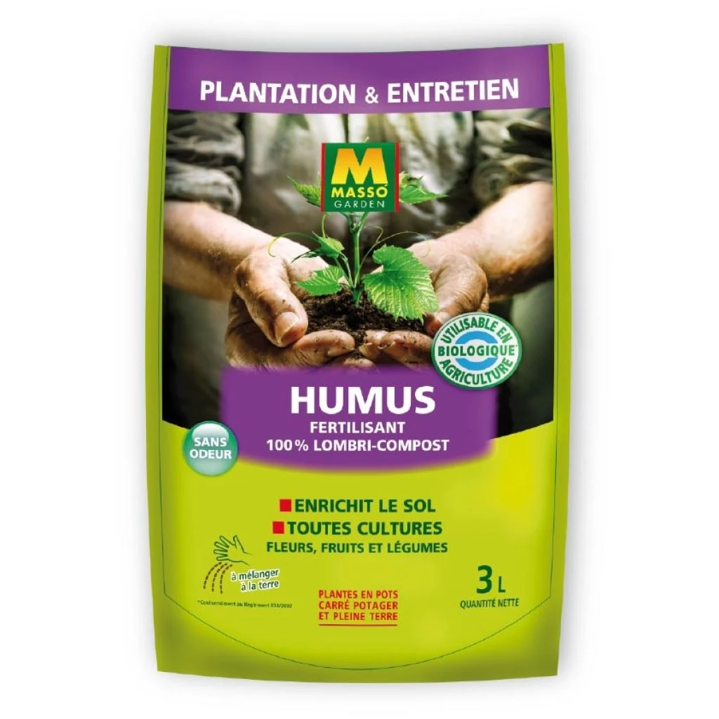 Humus Fertilisant 100 % Lombri-Compost Masso Garden En Sac De 3 Litres 3 Humus Fertilisant 100 % Lombri-Compost Masso Garden En Sac De 3 Litres